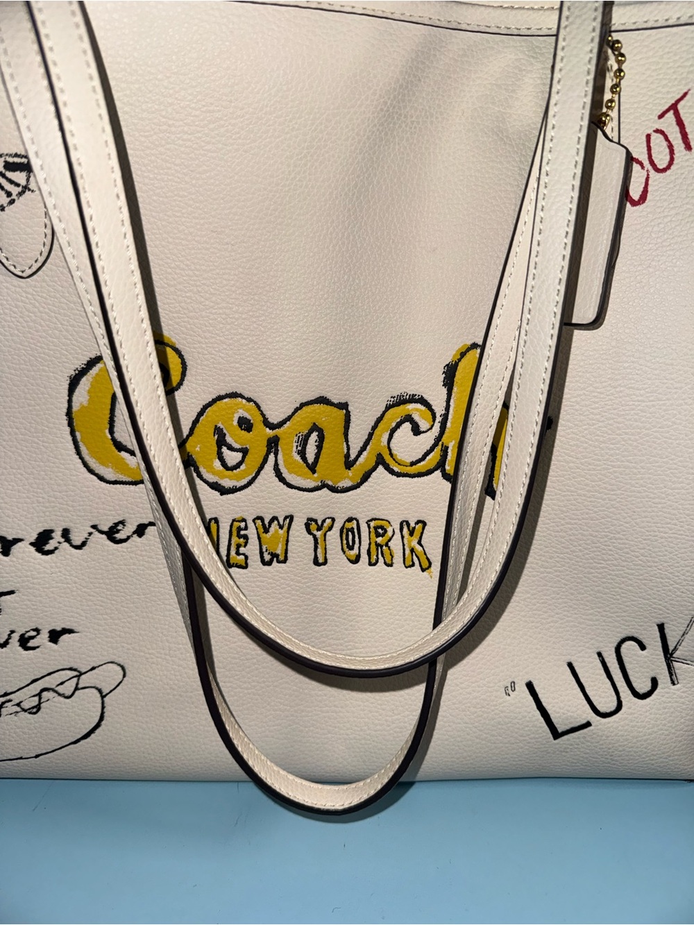 Coach White Graffiti Tote Bag - Coach New York - Picture 4 of 6